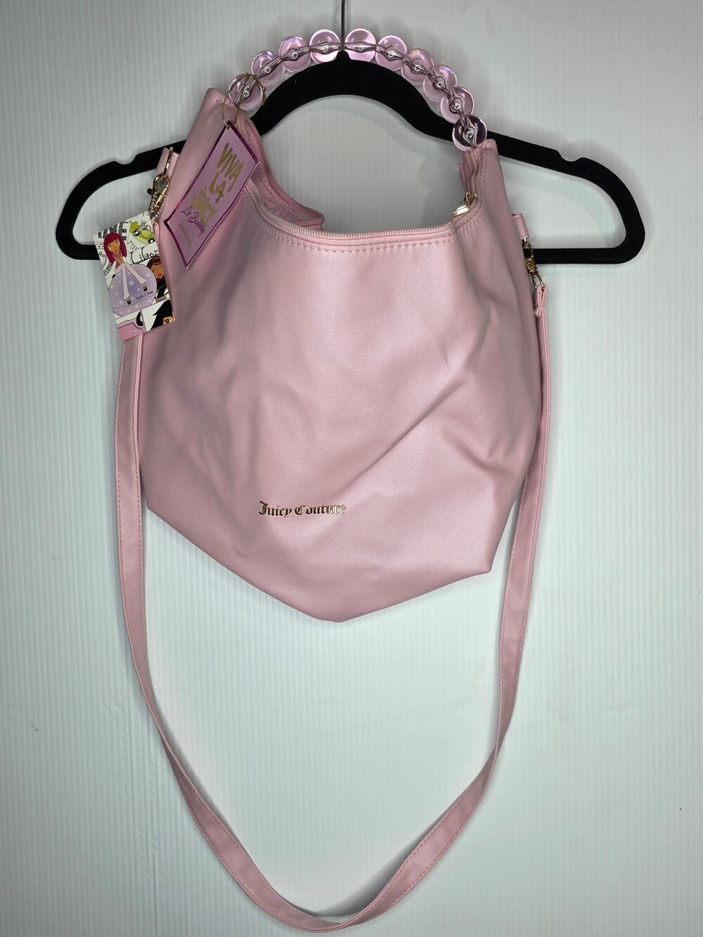 Juicy Couture Pink Handbag Size Viva La Juicy Pearl Beaded Handle Crossbody NWT